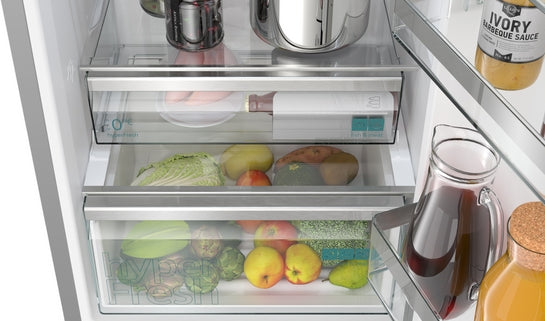 iQ500 Freistehende Kühl-Gefrier-Kombination mit Gefrierbereich unten 203 x 60 cm Gebürsteter Stahl AntiFingerprint, Total noFrost KG39NAIBT