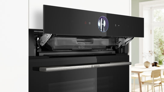Serie 8 Einbau-Backofen mit Dampfunterstützung 60 x 60 cm Schwarz HRG7764B1