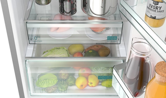 iQ300 Freistehende Kühl-Gefrier-Kombination mit Gefrierbereich unten 203 x 60 cm Metall-Optik, Total noFrost KG39N2LCF