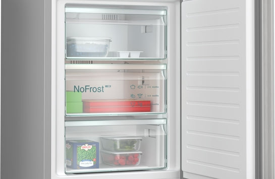 iQ300 Freistehende Kühl-Gefrier-Kombination mit Gefrierbereich unten 203 x 60 cm Metall-Optik, Total noFrost KG39N2LCF