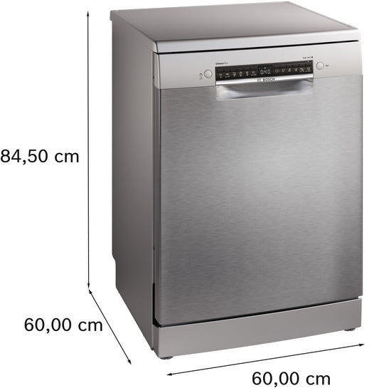 Serie 4 Freistehender Geschirrspüler 60 cm Gebürsteter Stahl mit Anti-Fingerprint SMS4EMI06E