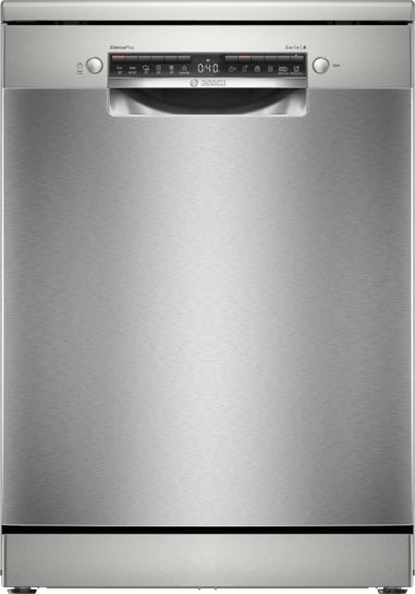 Serie 4 Freistehender Geschirrspüler 60 cm Gebürsteter Stahl mit Anti-Fingerprint SMS4EVI08E