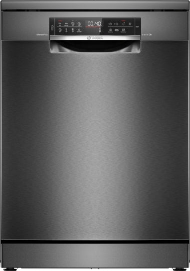 Serie 6 Freistehender Geschirrspüler 60 cm Gebürsteter schwarzer Stahl mit Anti-Fingerprint SMS6ECC12E