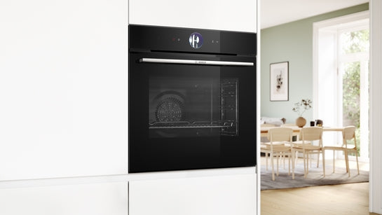 Serie 8 Einbau-Backofen mit Dampfunterstützung 60 x 60 cm Schwarz HRG7764B1