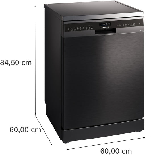 iQ500 Freistehender Geschirrspüler 60 cm Gebürsteter schwarzer Stahl mit Anti-Fingerprint SN25EC13CE