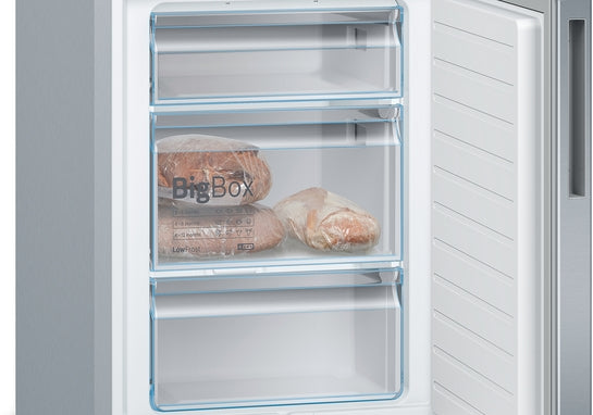 Serie 6 Freistehende Kühl-Gefrier-Kombination mit Gefrierbereich unten 201 x 60 cm Inox KGE39AICA
