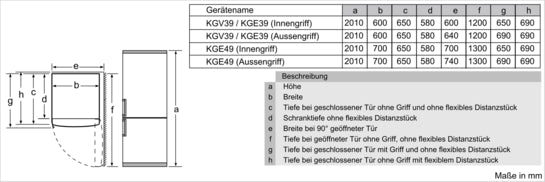 Serie 6 Freistehende Kühl-Gefrier-Kombination mit Gefrierbereich unten 201 x 60 cm Inox KGE39AICA