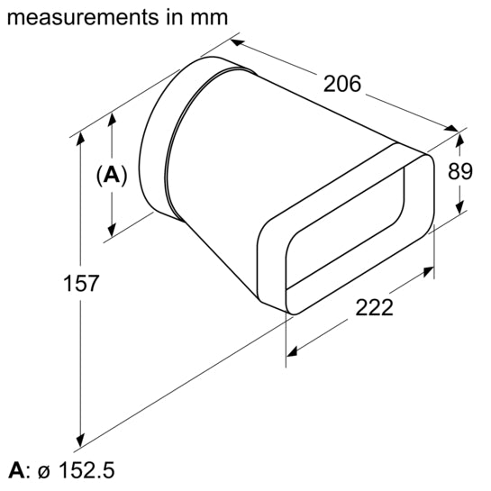 Adapterrohrstück ⌀ 150 mm rund-flach HZ9VDSI0