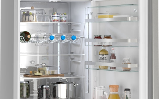 iQ500 Freistehende Kühl-Gefrier-Kombination mit Gefrierbereich unten 203 x 60 cm Gebürsteter Stahl AntiFingerprint, Total noFrost  KG39NAIBT