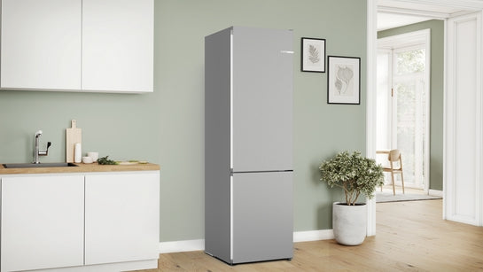 Serie 4 Freistehende Kühl-Gefrier-Kombination mit Gefrierbereich unten 203 x 60 cm Metall-Optik, Total No Frost  KGN392LBF