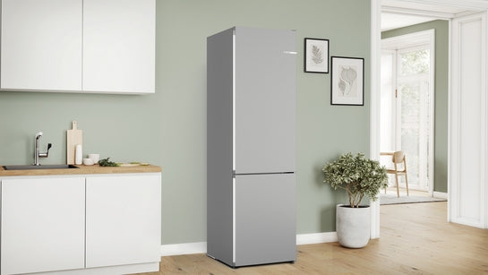 Serie 4 Freistehende Kühl-Gefrier-Kombination mit Gefrierbereich unten 203 x 60 cm Metall-Optik, Total No Frost  KGN392LCF
