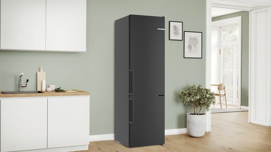 Serie 4 Freistehende Kühl-Gefrier-Kombination mit Gefrierbereich unten 203 x 60 cm Gebürsteter schwarzer Stahl AntiFingerprint KGN39VXAU