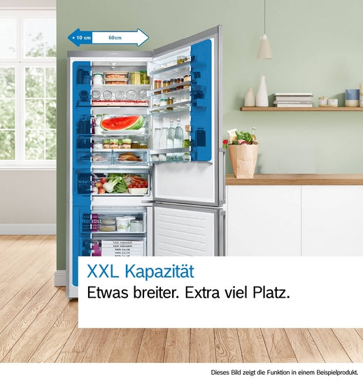 Serie 4 Freistehende Kühl-Gefrier-Kombination mit Gefrierbereich unten 203 x 70 cm Metall-Optik KGN492LAF