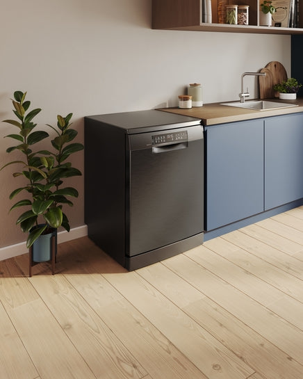 Serie 6 Freistehender Geschirrspüler 60 cm Gebürsteter schwarzer Stahl mit Anti-Fingerprint SMS6ECC12E