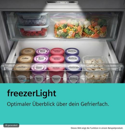 iQ500 Freistehende Kühl-Gefrier-Kombination mit Gefrierbereich unten 203 x 60 cm Gebürsteter schwarzer Stahl AntiFingerprint KG39NAXAG