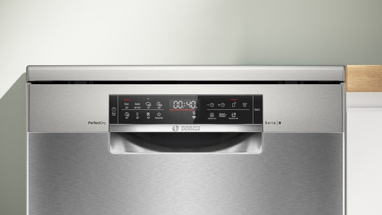 Serie 8 Freistehender Geschirrspüler 60 cm Gebürsteter Stahl mit Anti-Fingerprint SMS8YCI04E