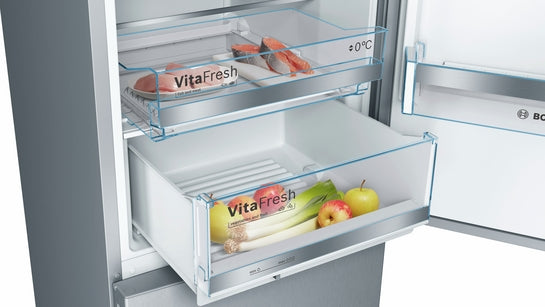 Serie 6 Freistehende Kühl-Gefrier-Kombination mit Gefrierbereich unten 201 x 60 cm Inox KGE39AICA