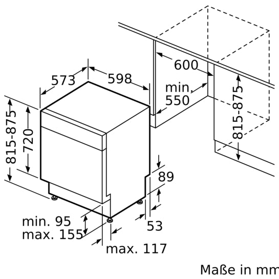 iQ500 Unterbau-Geschirrspüler 60 cm Gebürsteter schwarzer Stahl mit Anti-Fingerprint SN15EC06CS